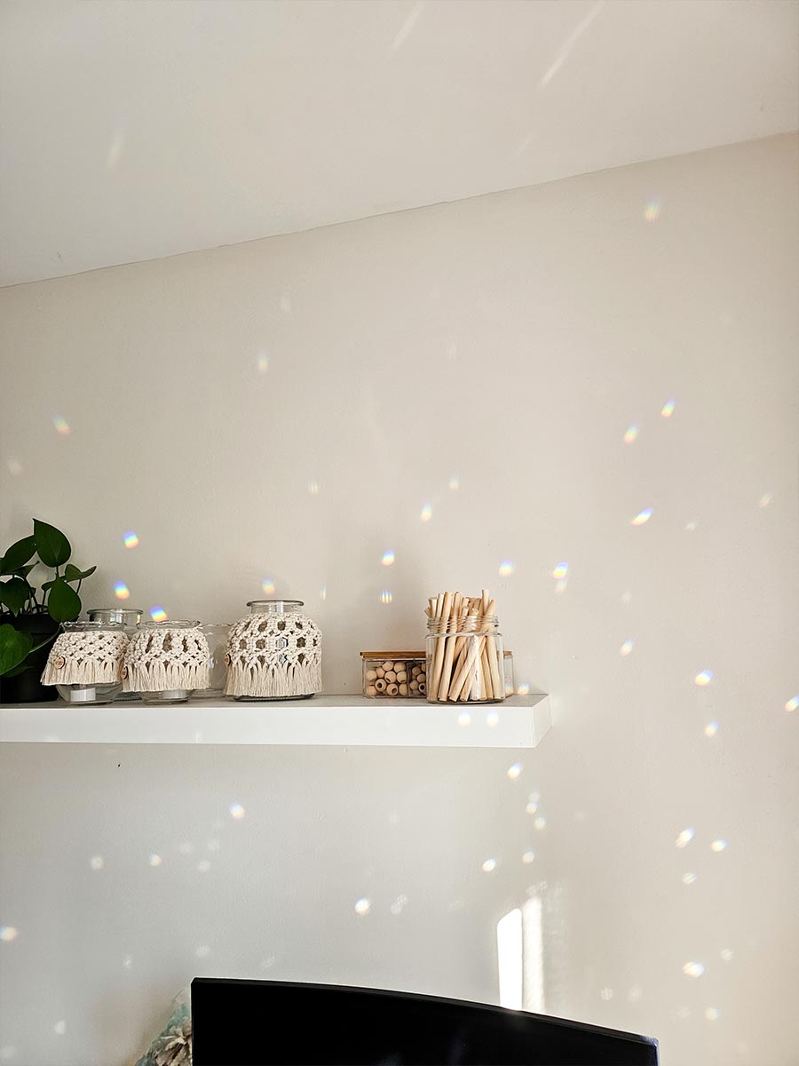 Capteur de soleil en macramé, eucalyptus