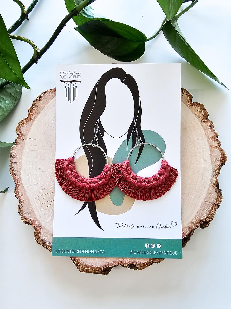 *Collection automne* Boucles d’oreilles couleur rose sauvage, anneau 30 mm