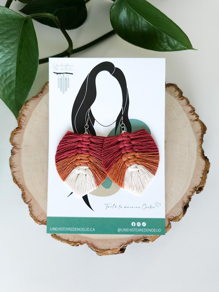*Collection automne* Boucles d’oreilles plumes, couleur rose sauvage, terracota et nude