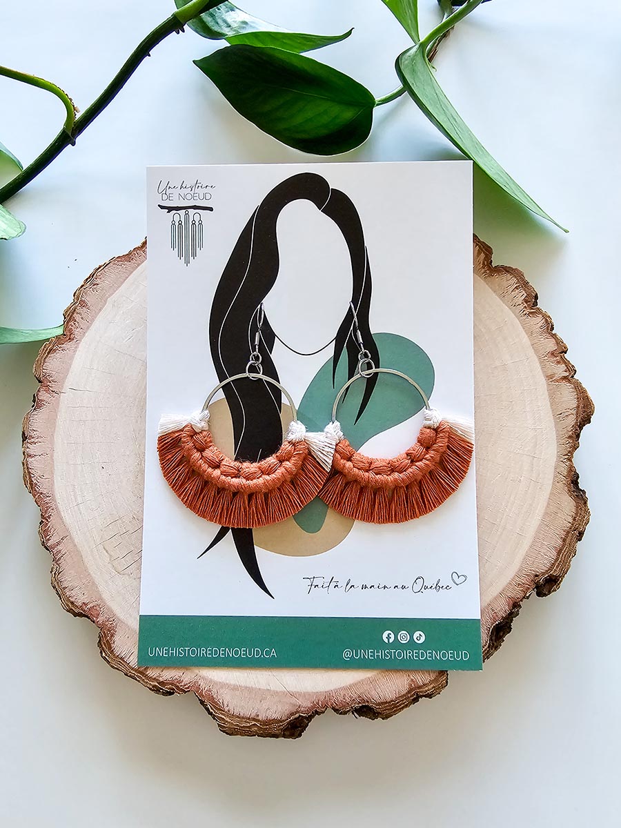 *Collection automne* Boucles d’oreilles couleur terracota et nude, anneau 30 mm