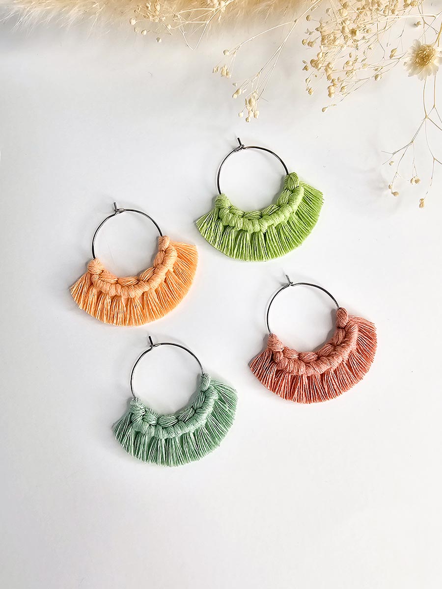 Marques verres à vin en macramé, ensemble de 4