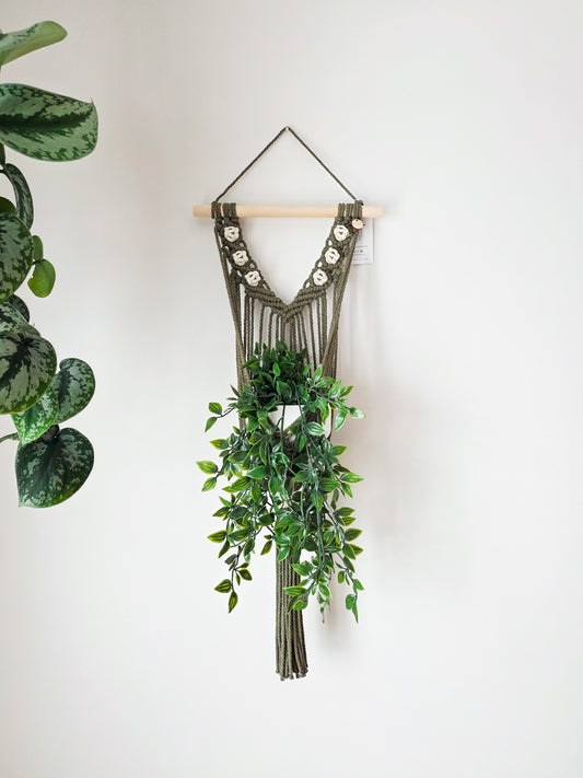 JARDINIÈRE MURALE NAHIA, couleur olive et naturel