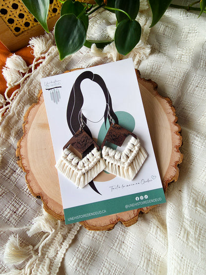 Boucles d’oreilles en macramé Flora – Format grand