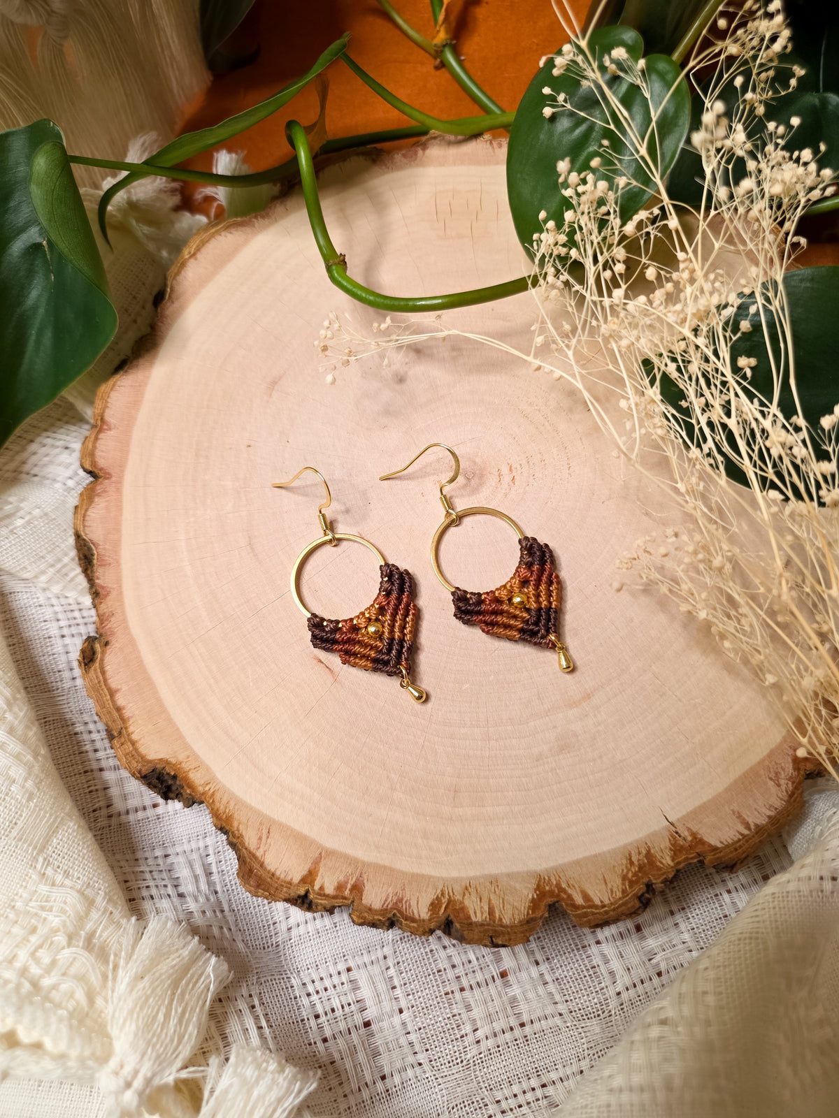 Boucles d’oreilles Ankaa – Micro-macramé bohème