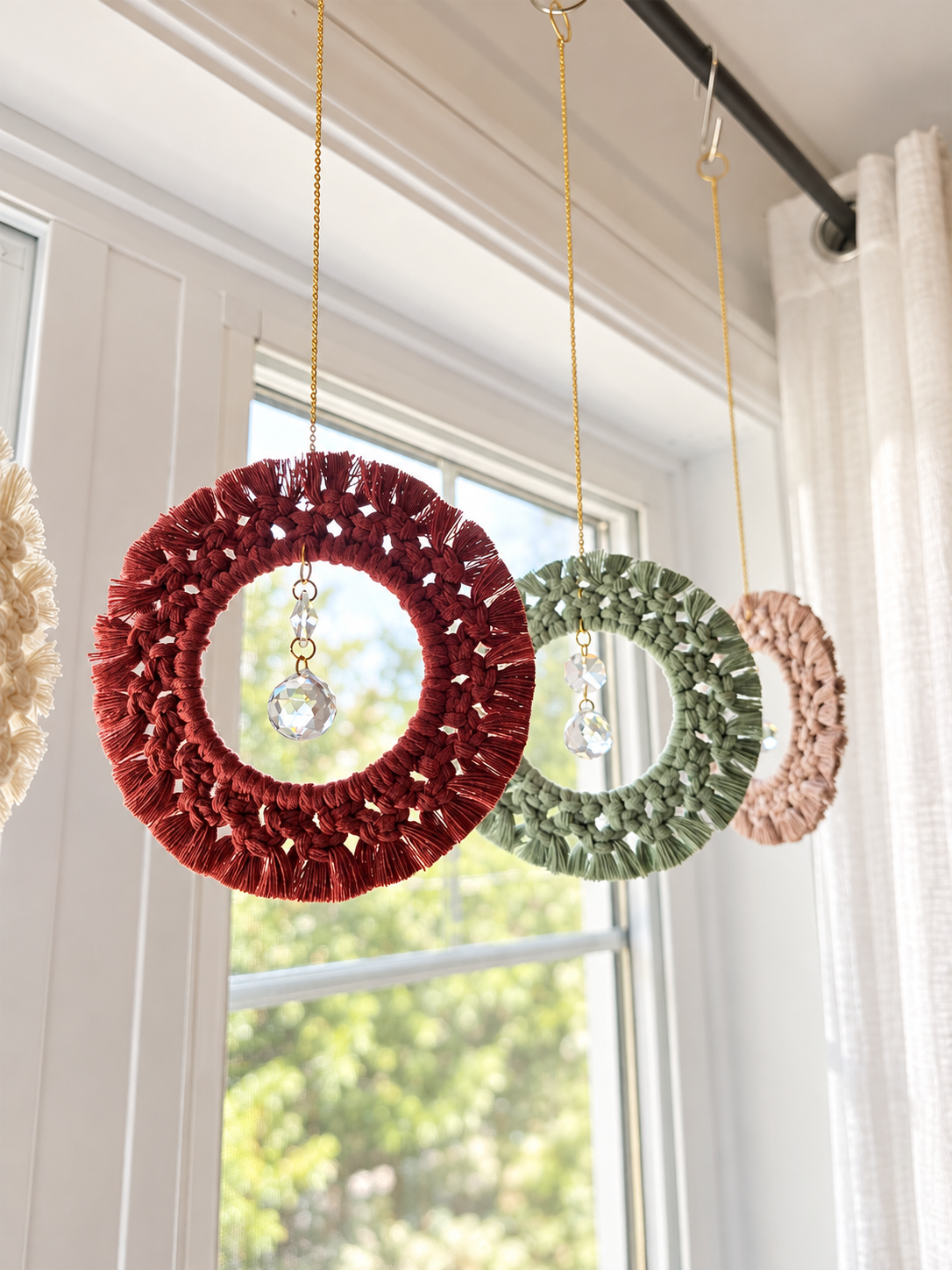 Aura Sun Catcher – Bohemian Macramé, Olive Color