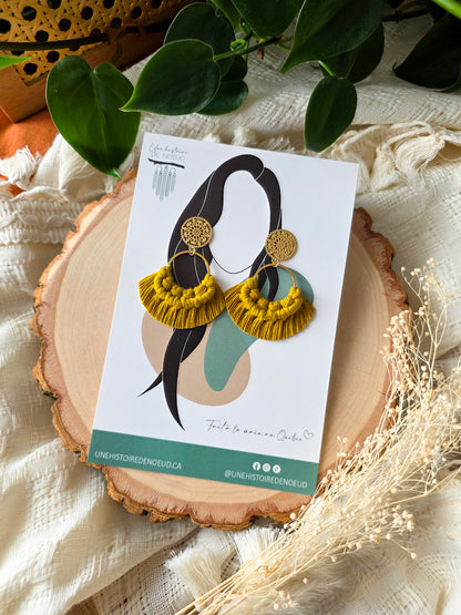 Spicy yellow earrings, 20mm hoop, gold hook