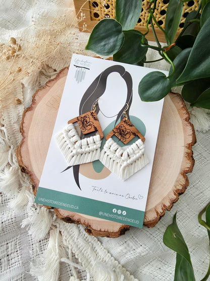Boucles d’oreilles en macramé Flora – Format grand