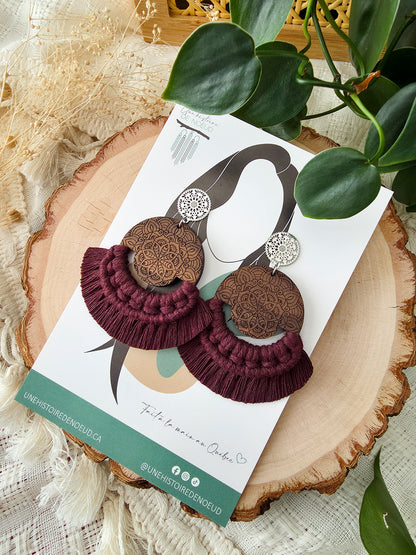 Boucles d’oreilles Mandala en bois – Format grand