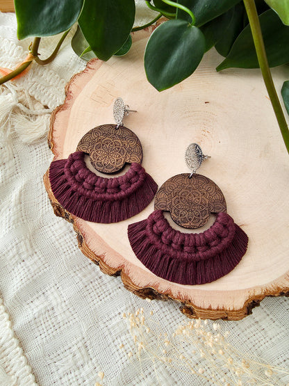 Boucles d’oreilles Mandala en bois – Format grand