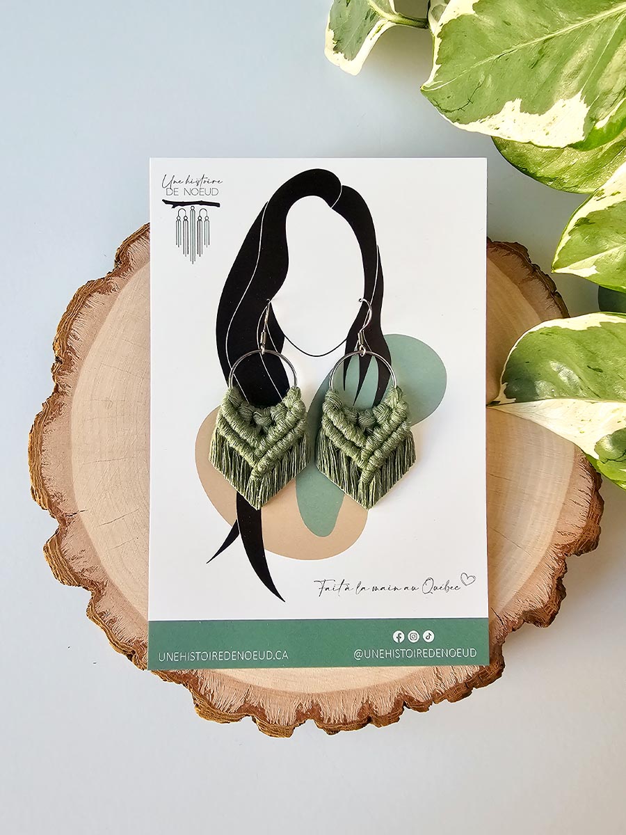 Boucles d'oreilles anneau 20 mm argent, couleur eucalyptus