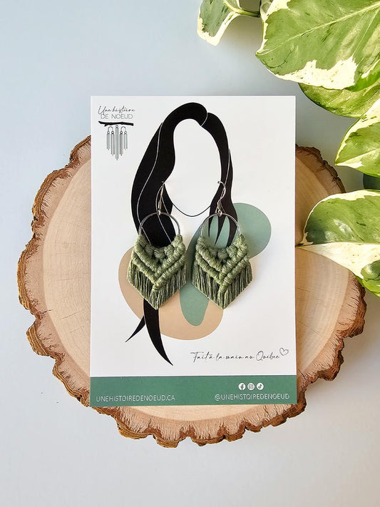 Boucles d'oreilles anneau 20 mm argent, couleur eucalyptus