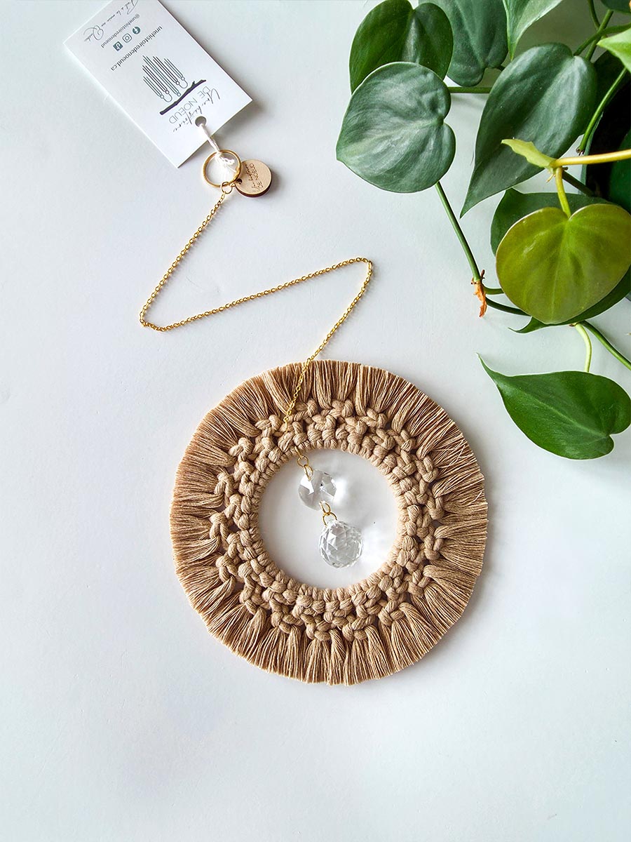 Aura Sun Catcher – Bohemian Macramé, Olive Color