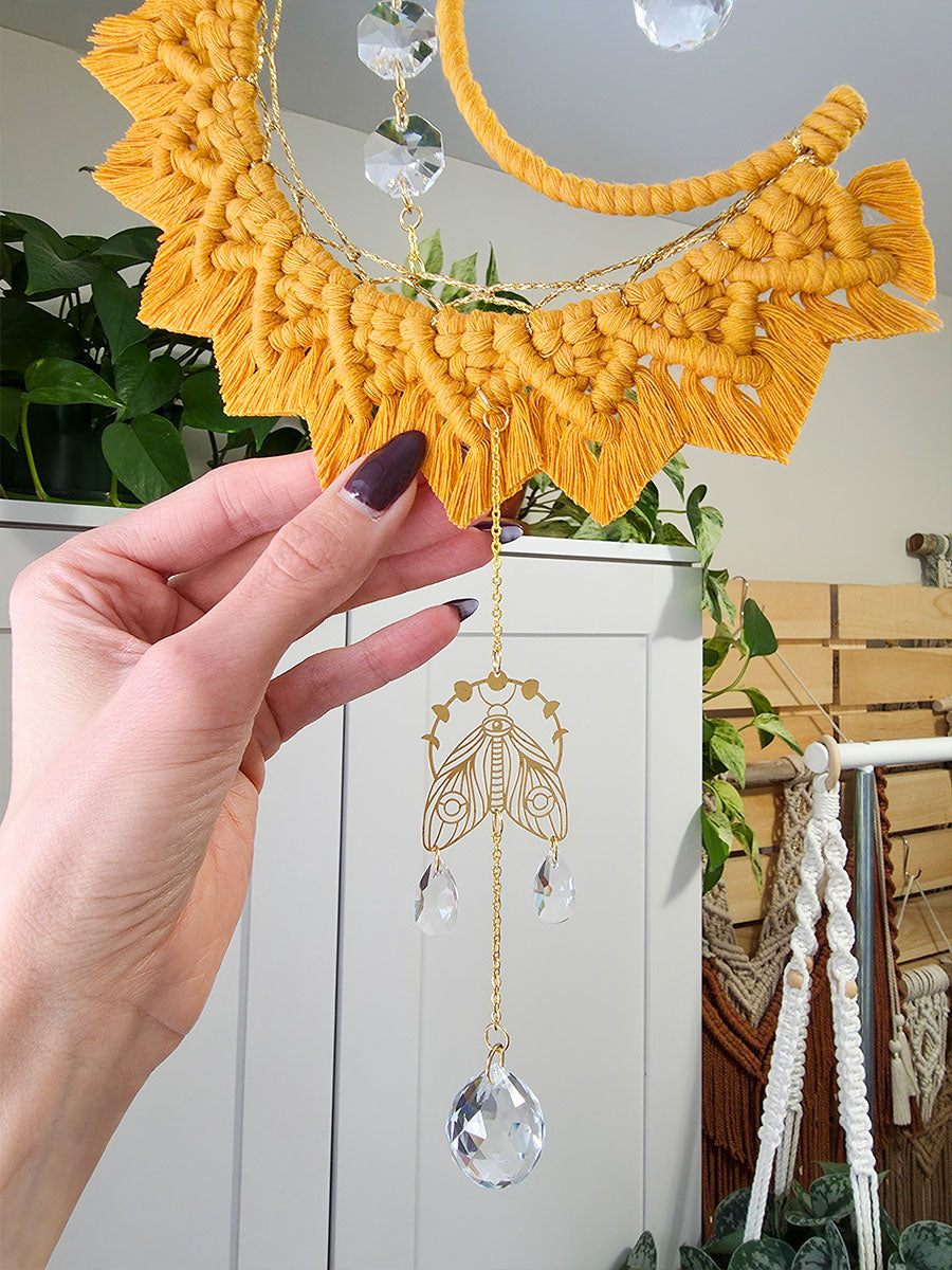 Capteur de soleil Celestia – Macramé bohème couleur jaune moutarde