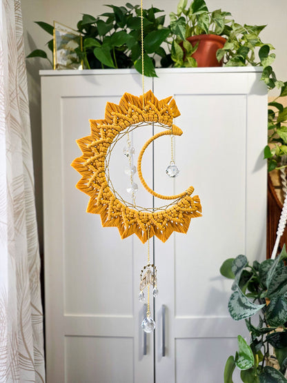 Capteur de soleil Celestia – Macramé bohème couleur jaune moutarde