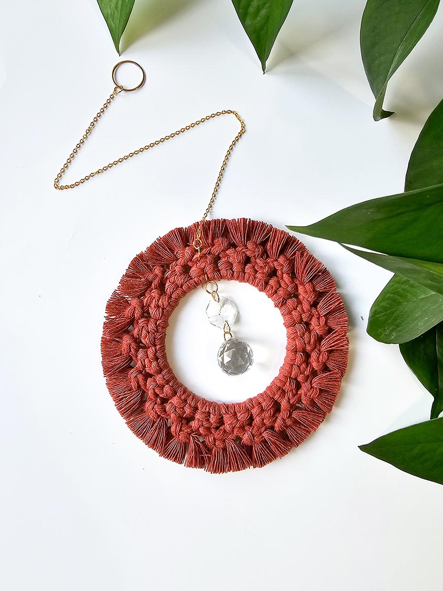 Aura Sun Catcher – Bohemian Macramé, Olive Color