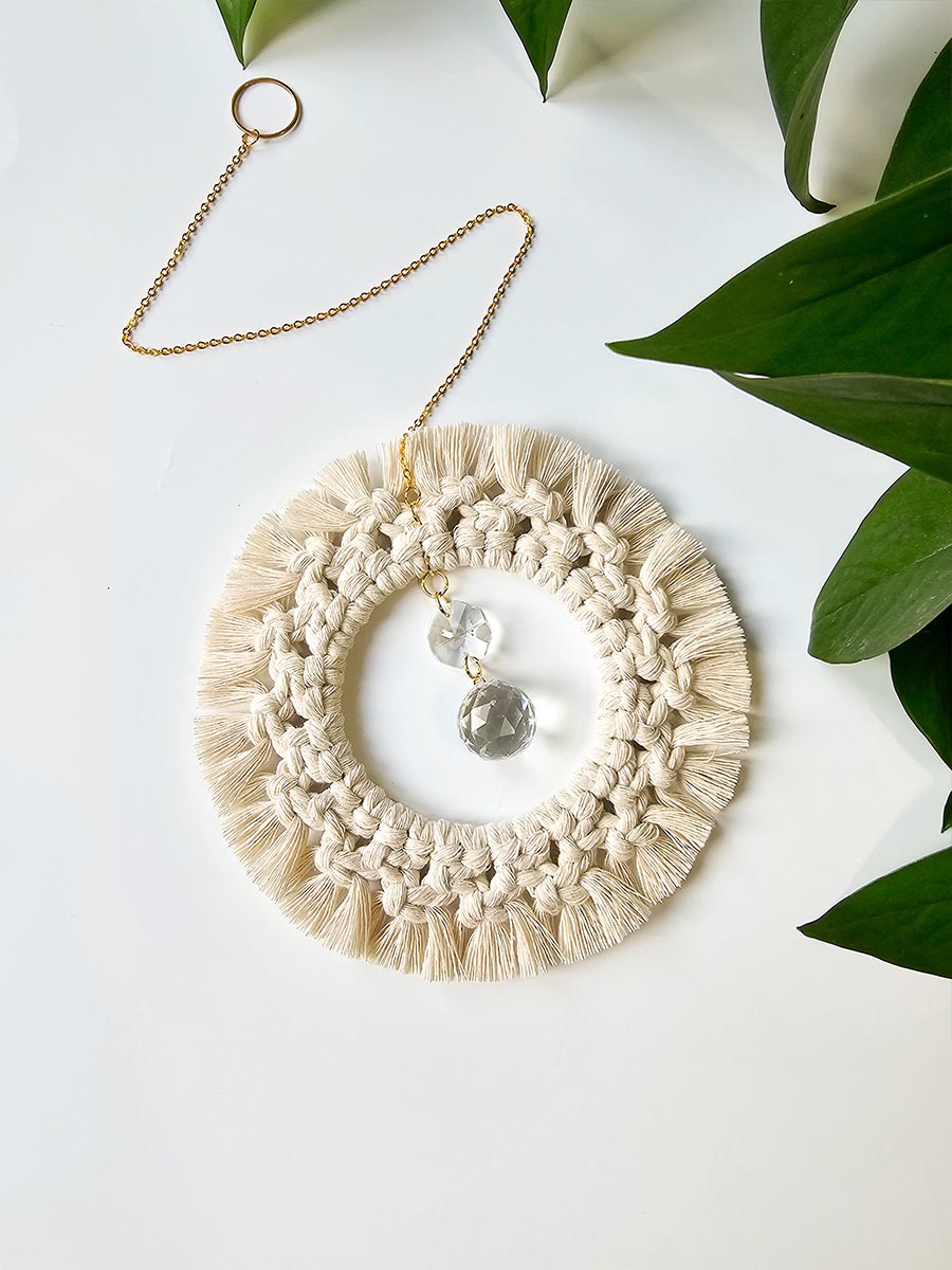 Aura Sun Catcher – Bohemian Macramé, Olive Color