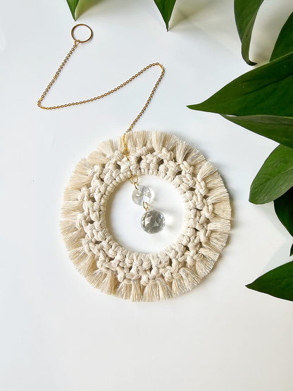 Aura Sun Catcher – Bohemian Macramé, Olive Color