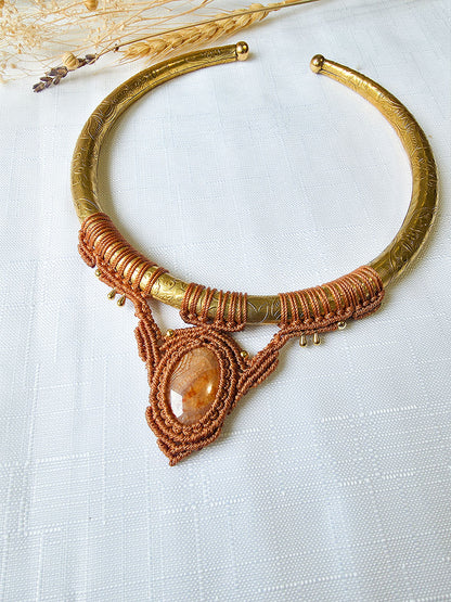 Soraya Necklace - Brass and micro-macrame, black