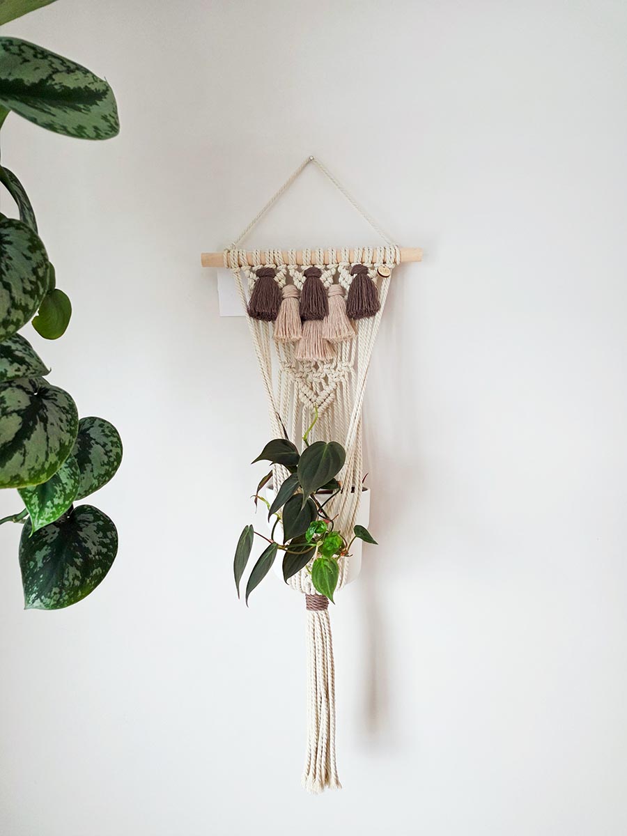 JARDINIÈRE MURALE LYA, couleur naturel, café et crème