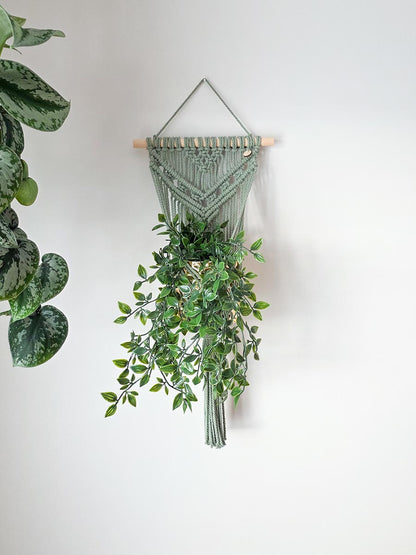 JARDINIÈRE MURALE CLARA, modèle grand, couleur sauge