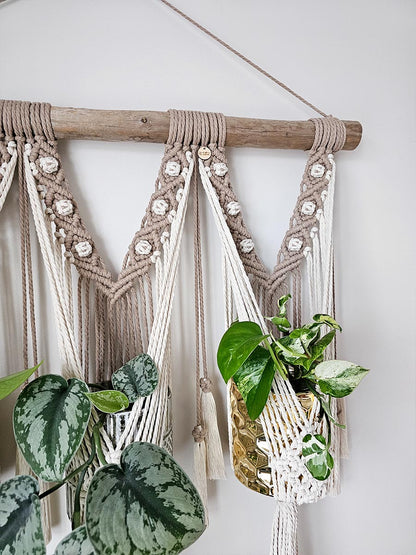 Jardinière murale en macramé Mahéva