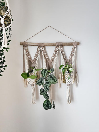 Jardinière murale en macramé Mahéva