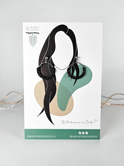 *Mini collection des fêtes* Boucles d’oreilles couleur noir, anneau 20 mm