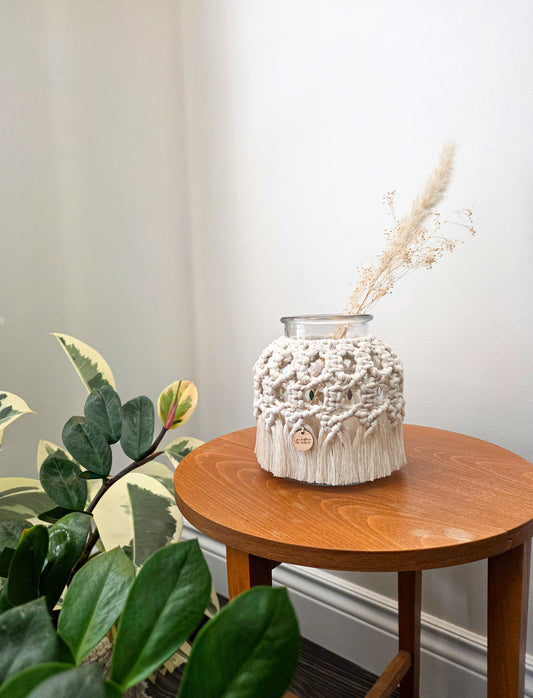 Vase Mya – Macramé bohème, couleur naturel
