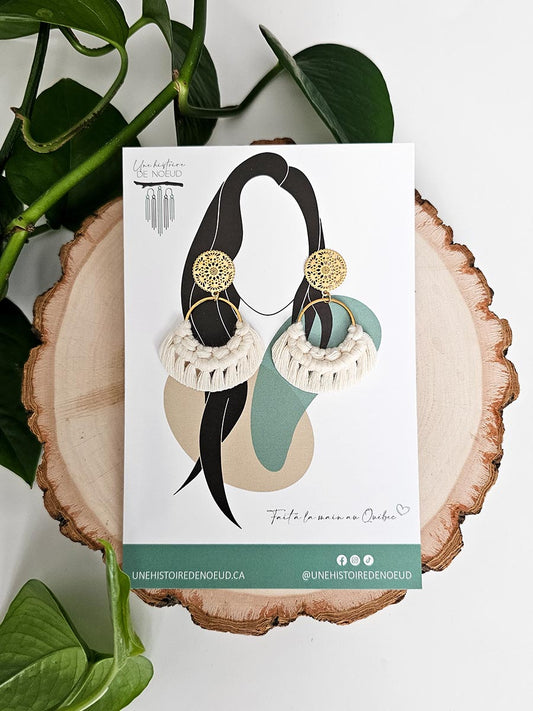 Boucles d’oreilles sur anneau or, couleur naturel, anneau 20 mm