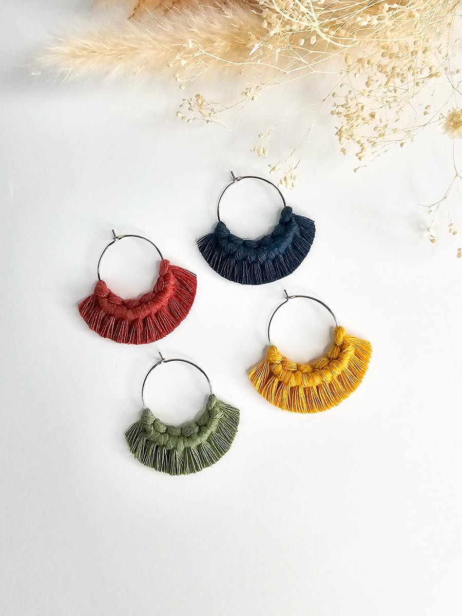Marques verres à vin en macramé, ensemble de 4