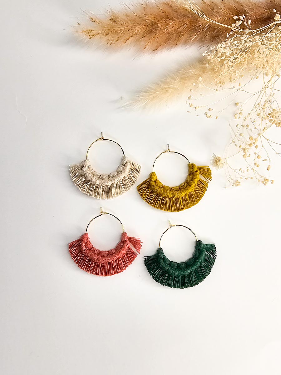 Marques verres à vin en macramé, ensemble de 4
