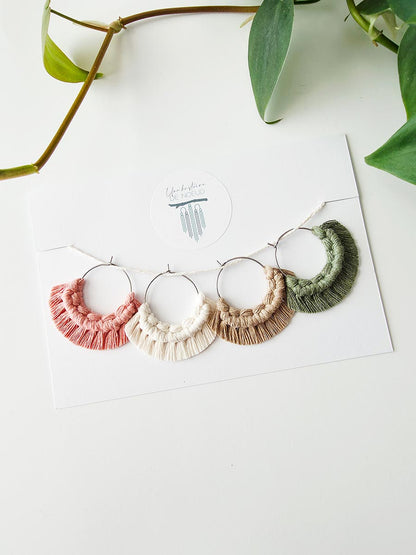 Macrame wine glass markers, set of 4