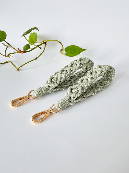 Porte-clés de poignet large en macramé